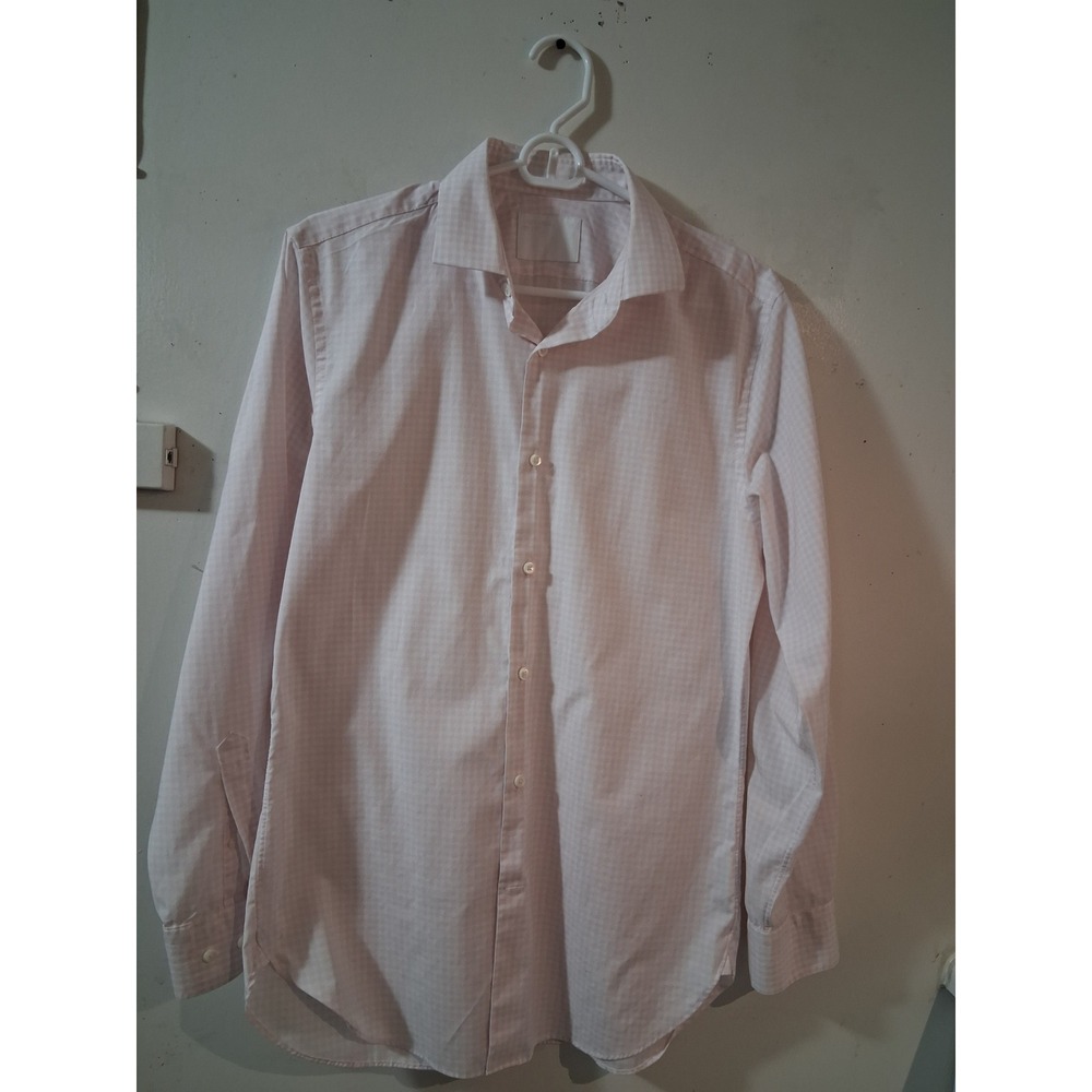 Universal by PYE Mens Pink Gingham Cotton Button Down Shirt Size 15.5 34S